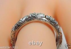 Antique Art Deco Vintage Eternity Wedding Band Platinum Ring Size 5.25 EGL USA