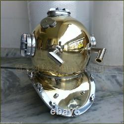 Antique Brass Scuba Deep Sea Diving Divers Helmet Mark V U. S Navy Vintage 18