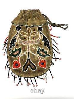 Antique Native American Indian Beaded Medicine Bag 1880's -1920's