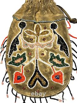Antique Native American Indian Beaded Medicine Bag 1880's -1920's