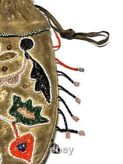 Antique Native American Indian Beaded Medicine Bag 1880's -1920's