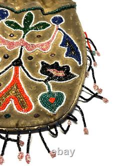 Antique Native American Indian Beaded Medicine Bag 1880's -1920's