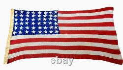 Antique Vtg American 48 Star Flag Hand Made Crocheted & Hand Knit USA Patriotic