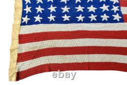 Antique Vtg American 48 Star Flag Hand Made Crocheted & Hand Knit USA Patriotic