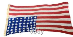 Antique Vtg American 48 Star Flag Hand Made Crocheted & Hand Knit USA Patriotic