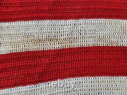 Antique Vtg American 48 Star Flag Hand Made Crocheted & Hand Knit USA Patriotic