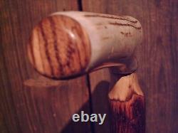 Antler handle walking stick cane MAPLE wood shaft very stiff CUSTOM MADE IN USA