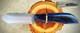 Anza Hand Made High Carbon Steel Curvetooth Fixed Blade Midnight Brass Wood
