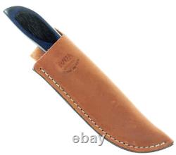 Anza Hand Made High Carbon Steel CurveTooth Fixed Blade Midnight Brass Wood