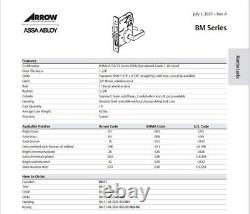 Arrow Mortise Lockset BM20 V L 32D 460 RHR (HAND REVERSING FEATURE) MADE IN USA