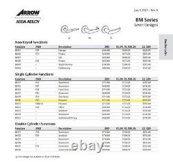 Arrow Mortise Lockset BM20 V L 32D 460 RHR (HAND REVERSING FEATURE) MADE IN USA