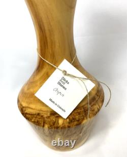 Artisan Signed Aspen Wood Vase Colorado Made USA Hand Turned