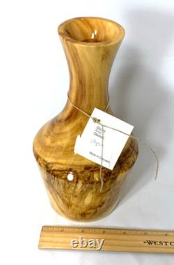Artisan Signed Aspen Wood Vase Colorado Made USA Hand Turned