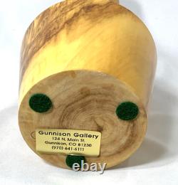 Artisan Signed Aspen Wood Vase Colorado Made USA Hand Turned