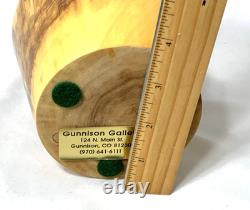 Artisan Signed Aspen Wood Vase Colorado Made USA Hand Turned