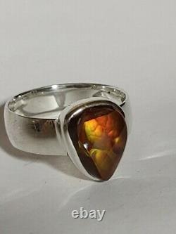 Artist Signed Sp, 925 Sterling Fire Agate Ring Size 10. Handmade In USA