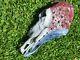 Authentic Genuine Large Cow Skull Usa Hand Made Red, White, Blue Patriotic Usa