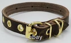 Authentic Repurposed Louis Vuitton Leather Dog Collar, Hand Made In The USA