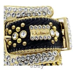 BB Simon Belt Kish Gold Clear 100% Authentic Size 28 44