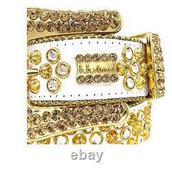 BB Simon Belt Lavasan White Gold 100% Authentic Size 28 44