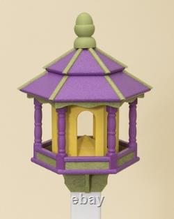BIRD FEEDER Amish Handmade Recycled Poly Hexagon Purple Lime & Yellow 5LB