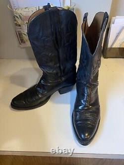 BLACK JACK Handmade In Texas Black Cowboy Almond Toe Size 10D NEW Soles & Heels