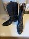 Black Jack Handmade In Texas Black Cowboy Almond Toe Size 10d New Soles & Heels