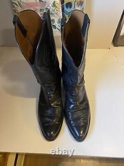 BLACK JACK Handmade In Texas Black Cowboy Almond Toe Size 10D NEW Soles & Heels