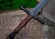 Beautiful Hand-forged Damascus Steel Medieval Sword With Leather Sheath