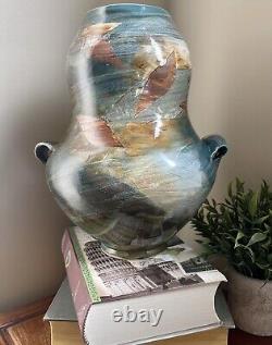 Beautiful Tom Kendall Art Pottery Glazed Clay Vase 12 Tall USA Lot#2