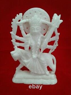 Beautiful godess durga hand made white marble 10 inches Height Idol USA Seller