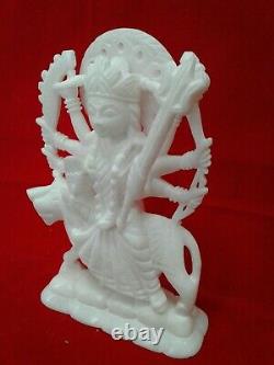 Beautiful godess durga hand made white marble 10 inches Height Idol USA Seller