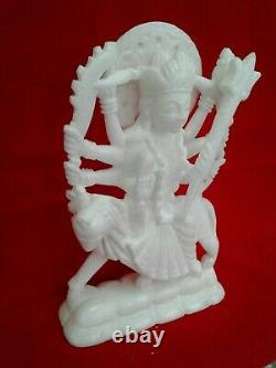 Beautiful godess durga hand made white marble 10 inches Height Idol USA Seller