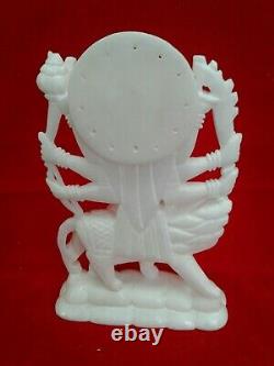 Beautiful godess durga hand made white marble 10 inches Height Idol USA Seller