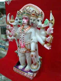 Beautiful lord hanuman hand made white marble 15 inches Height Idol USA Seller