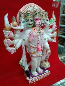 Beautiful lord hanuman hand made white marble 15 inches Height Idol USA Seller