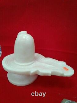 Beautiful shivling hand made white marble 8 inches Height Idol USA Seller