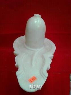 Beautiful shivling hand made white marble 8 inches Height Idol USA Seller