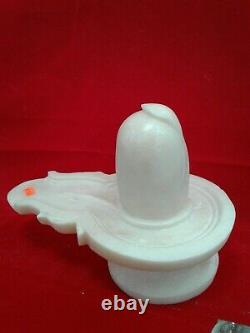 Beautiful shivling hand made white marble 8 inches Height Idol USA Seller