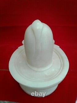 Beautiful shivling hand made white marble 8 inches Height Idol USA Seller