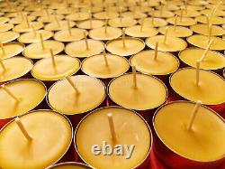 Beeswax Tealights BULK 100% Pure Candles / USA Honey Tea Lights / Aluminum