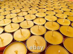 Beeswax Tealights BULK 100% Pure Candles / USA Honey Tea Lights / Aluminum