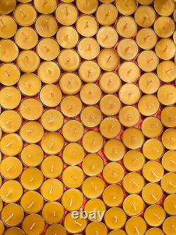 Beeswax Tealights BULK 100% Pure Candles / USA Honey Tea Lights / Aluminum