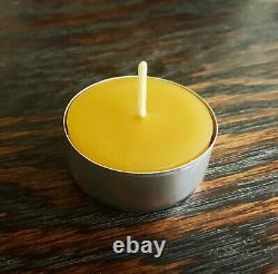 Beeswax Tealights BULK 100% Pure Candles / USA Honey Tea Lights / Aluminum