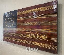 Betsy Ross 1776 American Flag Wooden We The People 37x19in Wall Art