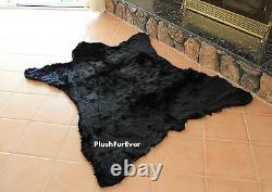 Black Bearskin Rug 5'x 6' Hand Made USA Fur