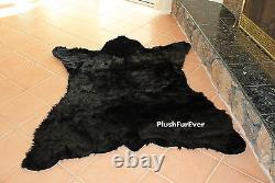 Black Bearskin Rug 5'x 6' Hand Made USA Fur