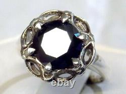 Black Lab-Created Moissanite 925 Sterling Silver Ring 3.87ct USA Made Size 8.25