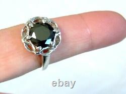 Black Lab-Created Moissanite 925 Sterling Silver Ring 3.87ct USA Made Size 8.25