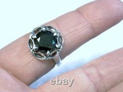 Black Lab-Created Moissanite 925 Sterling Silver Ring 3.87ct USA Made Size 8.25